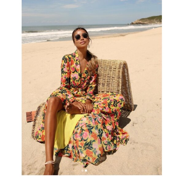SALONI Dresses & Skirts - Saloni Alexia Azalea Silk Maxi Dress